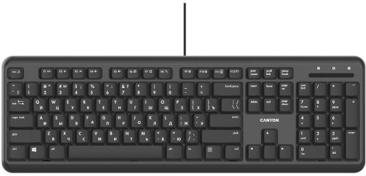 CANYON HKB-20, wired keyboard with Silent switches ,105 keys,black, 1.8 Meters cable length,Size 442*142*17.5mm,460g,RU layout