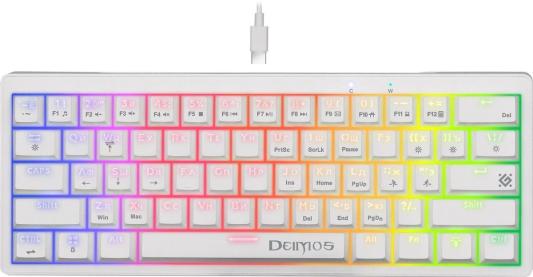Клавиатура проводная Defender MECHANICAL DEIMOS GK-303 RU RGB USB белый