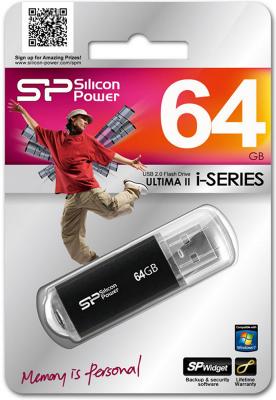 Внешний накопитель 64GB USB Drive <USB 2.0> Silicon Power Ultima II Black I-series
