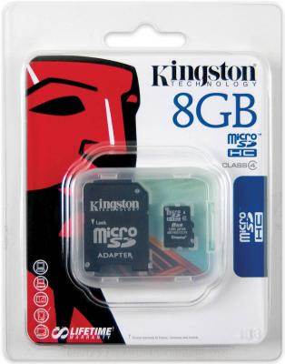 Карта памяти MicroSDHC 8GB Kingston Class4 <SDC4/8GB>