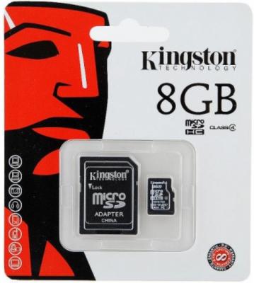 Карта памяти MicroSDHC 8GB Kingston Class4 no Adapter <SDC4/8GBSP>