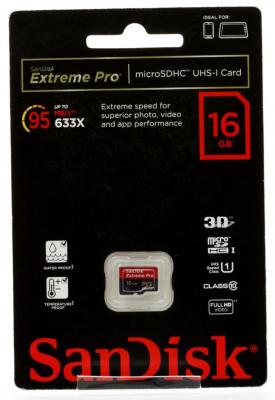 Карта памяти MicroSDHC 16Gb SanDisk Class10 Extreme Pro