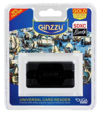 Карт-ридер USB 2.0 Ginzzu GR-416B, Black