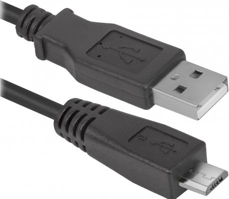 Кабель microUSB 1.8м Defender USB08-06 круглый черный 87459