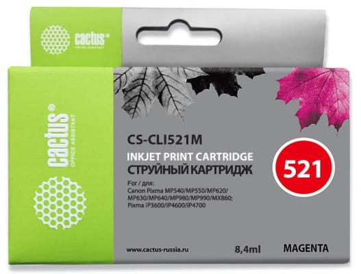 Картридж Cactus CS-CLI521M для Canon Pixma MP540/ MP550/ MP620/ MP630/ MP640/ MP660/ MP980/ MP990; iP3600/ iP4600/ iP4700; MX860, пурпурный, 446 стр.,