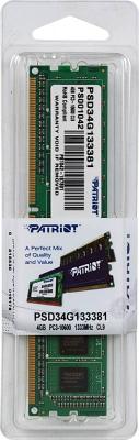 Оперативная память для компьютера 4Gb (1x4Gb) PC3-10600 1333MHz DDR3 DIMM CL9 Patriot Signature Line PSD34G133381