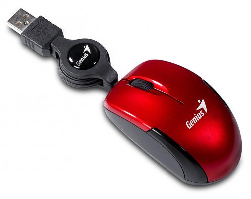 Мышь проводная Genius Micro Traveler R чёрный красный USB