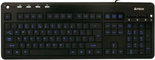 Клавиатура проводная A4TECH KD-126-1 USB черный синяя подсветка
