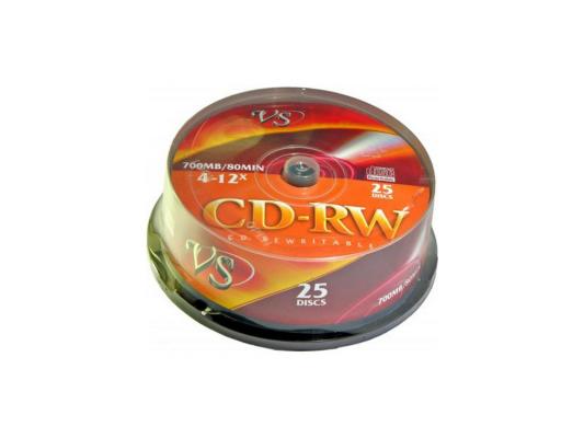 Диски CD-RW 80min 700Mb VS 12х  25 шт  CakeBox