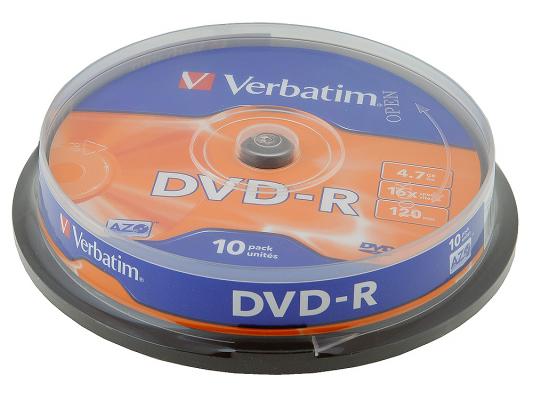 Диски DVD-R 4.7Gb Verbatim 16х 10 шт Cake Box <43523>