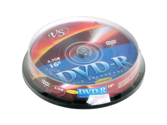 Диски DVD-R 4.7Gb VS 16х  10 шт  Cake Box Printable 62079