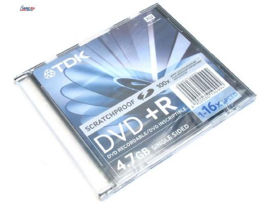 Диск  DVD+R 4.7Gb TDK 16x SlimCase 19447