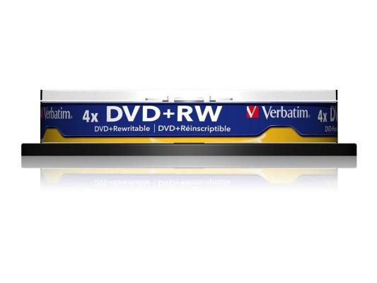 Диски DVD+RW 4.7Gb Verbatim 4x  10 шт  Cake Box  <43488>