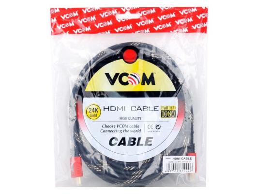 Кабель Vcom HDMI 19M/M плоский, плетеная оболочка, позолоченные контакты 5m, 1.4V <VHD6200D-5MO>