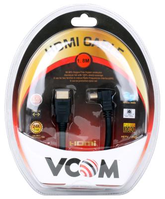 Кабель Vcom HDMI 19M/M-угловой коннектор 1.8м, 1.4V позолоченные контакты <VHD6260D-1.8MB> Blister