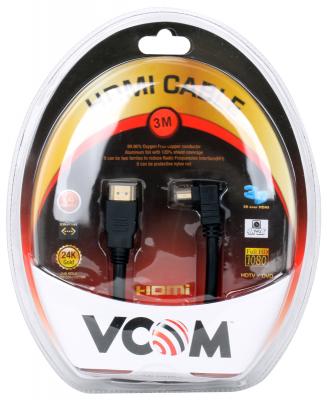 Кабель Vcom HDMI 19M/M-угловой коннектор 3м, 1.4V позолоченные контакты <VHD6260D-3MB>