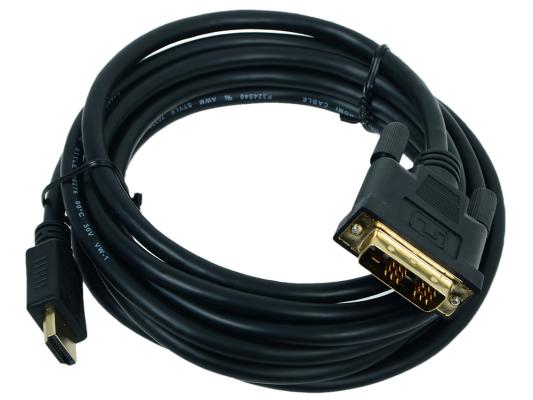 Кабель HDMI-DVI Gembird, 3.0м, 19M/19M, single link, черный, позол.разъемы, экран, пакет