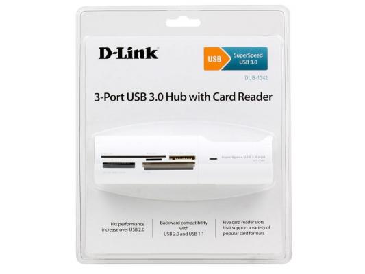 Концентратор USB 3.0 D-Link DUB-1342 3 х USB 3.0 белый