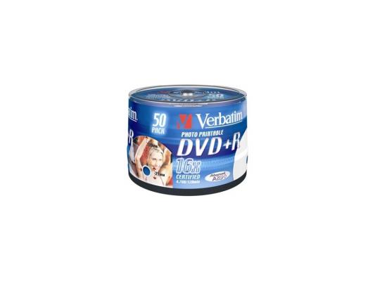 Диски DVD+R 16x 4.7Gb CakeBox (50шт) InkJet Printable Verbatim [43512]