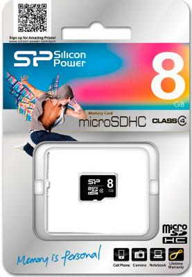 Карта памяти Micro SDHC 8GB Silicon Power Class 4 (SP008GBSTH004V10)