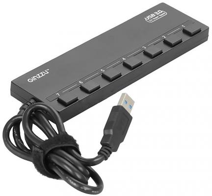 Концентратор USB 3.0 GINZZU GR-388UAB 4 х USB 3.0 3 x USB 2.0 черный