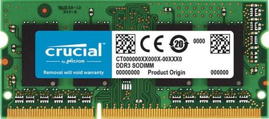 Оперативная память для ноутбука 4Gb (1x4Gb) PC3-12800 1600MHz DDR3 SO-DIMM CL11 Crucial CT51264BF160BJ
