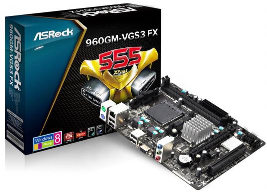 Материнская плата ASRock 960GM-VGS3 FX <SAM3, AMD 760G + SB 710, 2*DDR3, PCI-E, SVGA, GB Lan, mATX, Oem> (4717677320510)