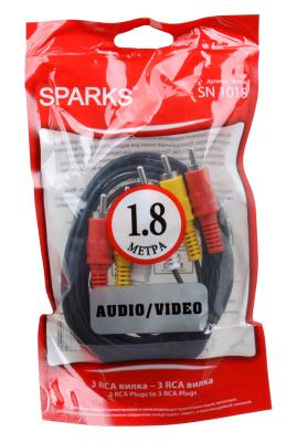 Кабель Audio/Video Belsis 3xRCA x 3xRCA 1.8 м. серия Sparks SN1015 BL1015