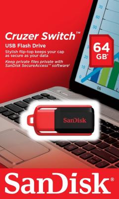 Флешка USB 64Gb SanDisk Cruzer Switch SDCZ52-064G-B35 черно-красный