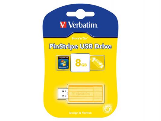 Флешка USB 8Gb Verbatim Store 'n' Go PinStripe 47395 USB2.0 желтый