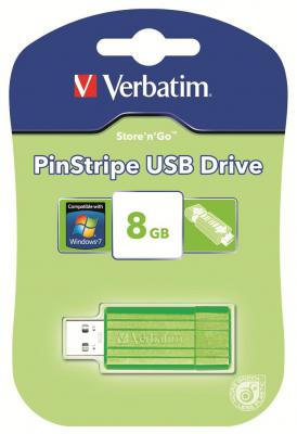 Флешка USB 8Gb Verbatim Store 'n' Go PinStripe 47396 USB2.0 зеленый