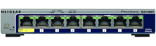 Купить Коммутаторы Ethernet   Коммутатор Netgear (GS108T-200GES) Управляемый Smart, 8GE портов, внешниq блоком питания/питание PoE