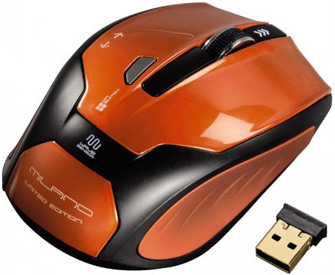Мышь беспроводная HAMA Milano оранжевый чёрный USB H-52390