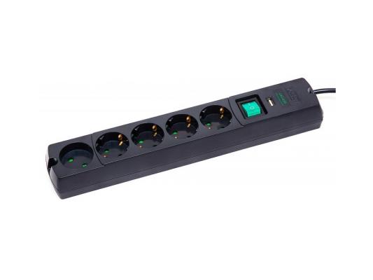 Сетевой фильтр MOST Lite LRG-USB черный 5 розеток 1.7 м