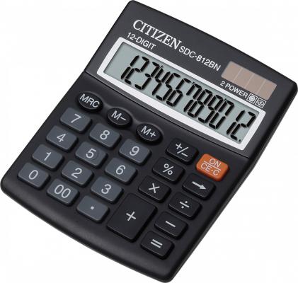 Калькулятор настольный Citizen SDC-812BN 12-разрядный черный