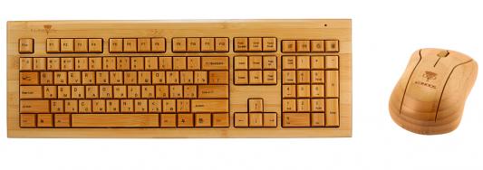 Клавиатура + Мышь KONOOS BAMBOOK KBKM-01 беспроводные Натуральный бамбук, USB