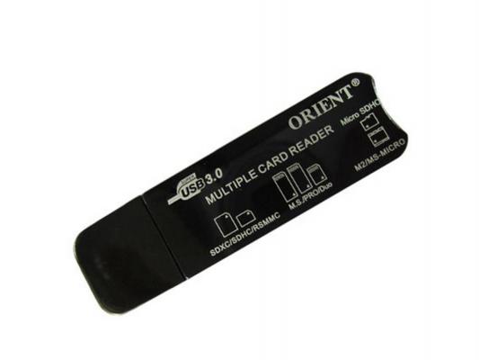 Картридер ORIENT CR-035, Card R/W, для карт памяти SD 3.0 UHS-1/SDXC/SDHC/microSD/miniSD/MMC/MS/MS Duo/M2, USB 3.0, ext, black, ret