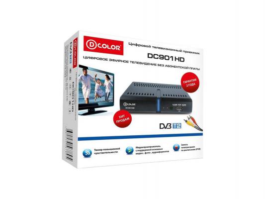 Тюнер цифровой DVB-T2 D-Color DC901HD HDMI USB черный