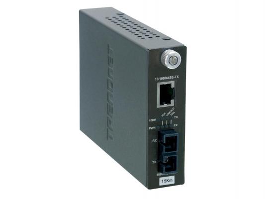 Медиаконвертер TRENDnet TFC-110S15i 100Base-FX разъём SC, поддерживающим работу на расстоянии до 15 км, и Ethernet-портом 100Base-TX