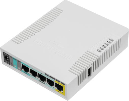 Беспроводной маршрутизатор MikroTik RB951Ui-2HnD 802.11bgn 300Mbps 2.4 ГГц 5xLAN USB RJ-45 белый