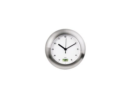 Часы Hama H-113914 Bathroom настенные аналоговые цифровой термометр защита от влаги серебряный