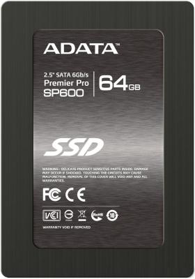 Твердотельный накопитель SSD 2.5" 64GB A-Data SP600 Read 360Mb/s Write 130Mb/s SATAIII ASP600S3-64GM-C