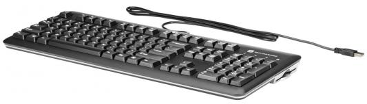 Клавиатура проводная HP KUS1206 E6D77AA USB серебристый черный