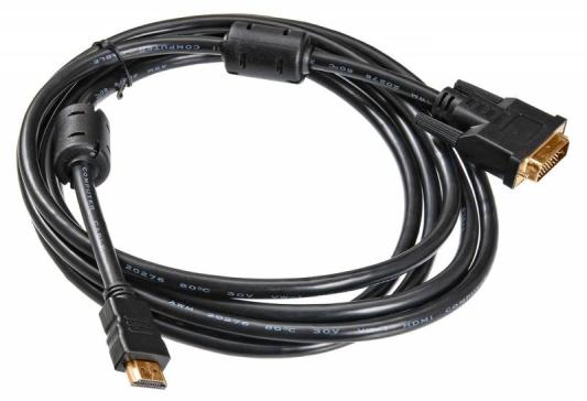Кабель HDMI- DVI-D 3.0м Buro позолоченные контакты ферритовые кольца HDMI-19M-DVI-D-3M 817225