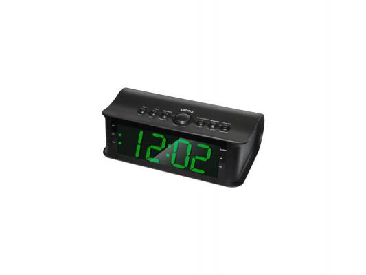 Часы с радиоприемником Rolsen CR-182 черный зеленый циферблат