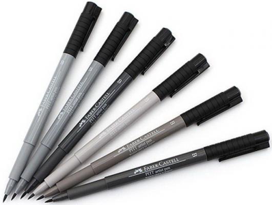 Набор капиллярных ручек Faber-Castell Pitt Artist Pen оттенки серого 6 шт серый 167104