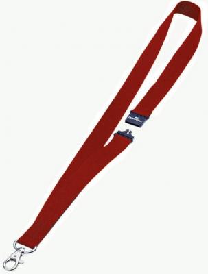 Шнур текстильный для бейджей Durable 44смx20мм с боковым замком и карабином с лого красный 10шт 813703