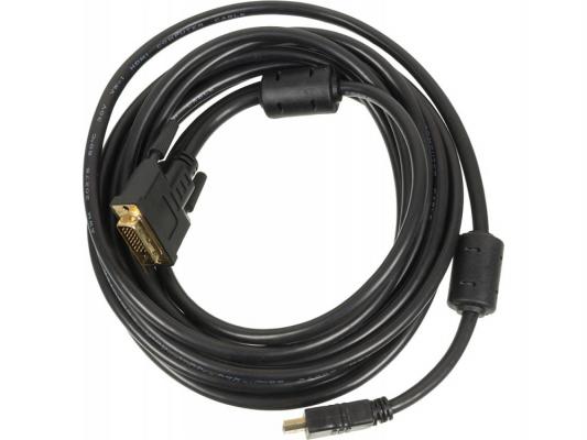 Кабель HDMI(m)-DVI-D(m) 5.0м Ningbo позолоченные контакты ферритовые кольца