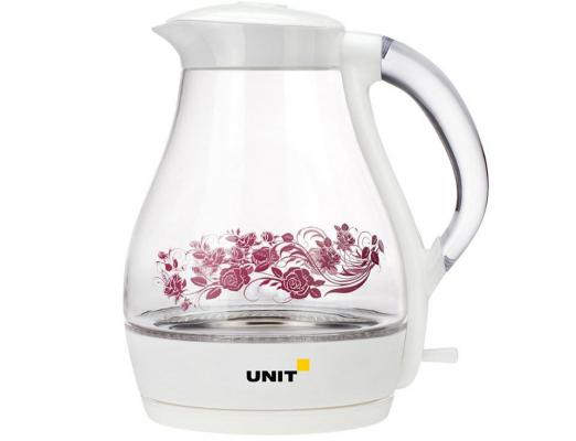 Чайник Unit UEK-258 2000Вт 1.7л стекло белый рисунок