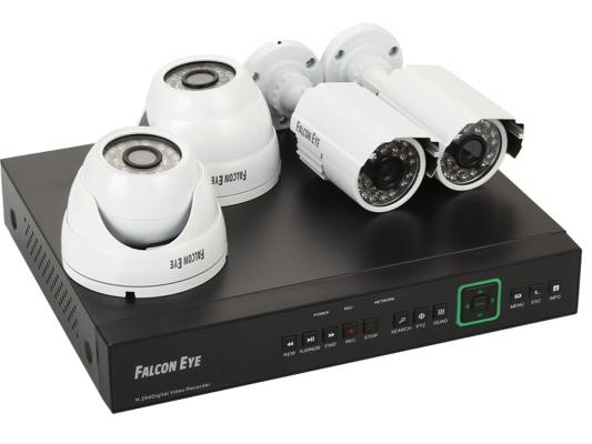 Комплект видеонаблюдения Falcon Eye FE-104D-KIT Офис 2 уличные 2 внутренние камеры 4-х канальный видеорегистратор установочный комплект